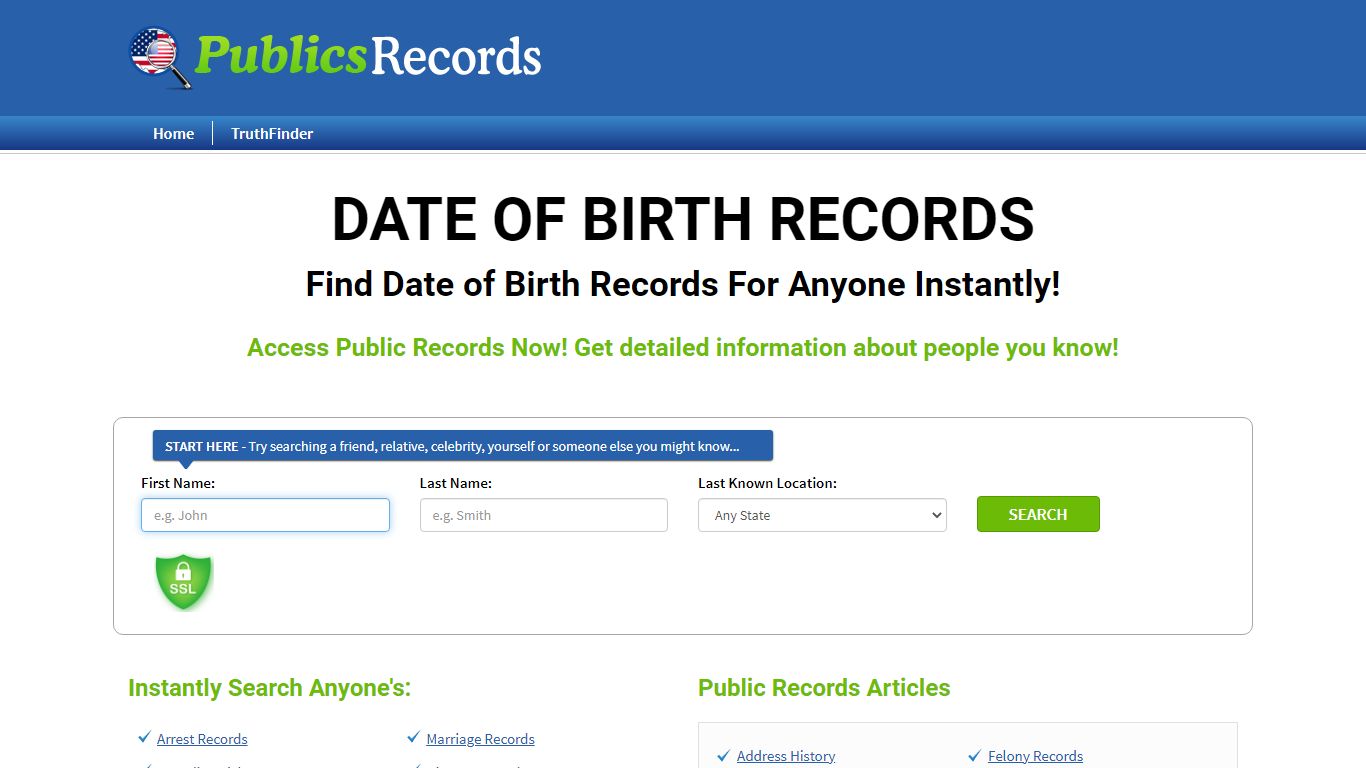 Find Date Of Birth Records For Anyone - publicsrecords.com